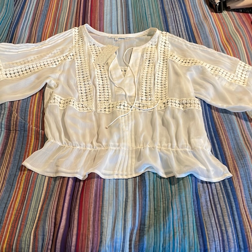 Daniel Rainn cream boho top large NWT